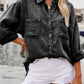 Mineral Wash Crinkle Textured Chest Pockets Shirt