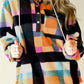 Plaid Color Block Flap Pocket Buttoned Hoodie