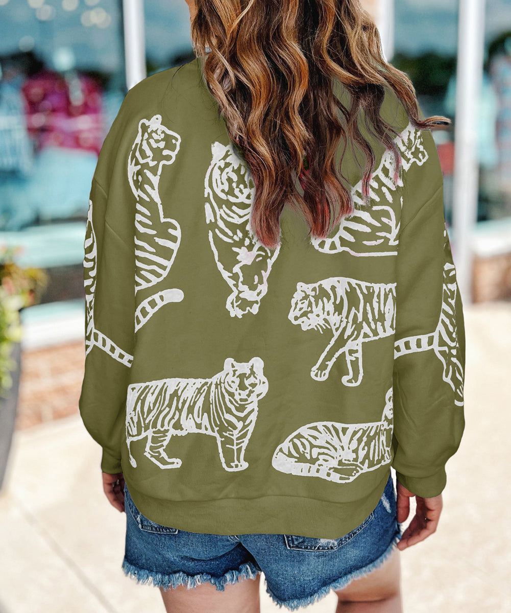 Animal Print Pullover Sweatshirt