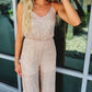 Sequined V Neck Sleeveless High Waist Jumpsuit