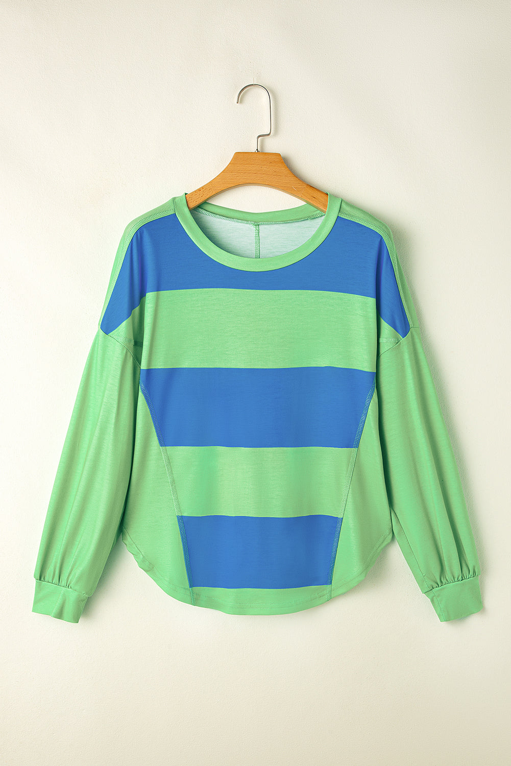 Colorblock Striped Drop Shoulder Loose Top