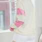 Colorblock Striped Split Neck Collared Sweatshirt