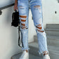 Acid Wash Distressed Slim Fit Jeans
