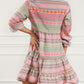 Boho Print Puff Sleeve Buttoned Babydoll Dress