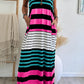Mixed Stripes Spaghetti Straps V Neck Maxi Dress