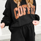 COFFEE Loose Fit Sweatshirt and Shorts Set