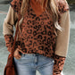 Textured Knit Patchwork Leopard Hoodie