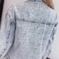 Retro Rhinestone Fringed Collar Light Wash Denim Jacket