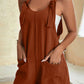 Adjustable Straps Pocketed Textured Romper
