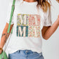 MAMA Floral Block Graphic Casual T Shirt