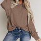 Waffle Patchwork Dolman Sleeve Henley Top