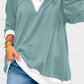 Corded Colorblock Drop Shoulder Loose Top