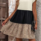 Colorblock Dalmatian Print Ruffle Hem Flowy Dress