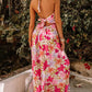 Halter Neck Backless Floral Print Maxi Dress