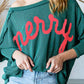 Merry Graphic Corded Batwing Sleeve Knit Top