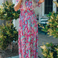 Wrap V Neck Floral Maxi Dress