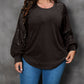 Plus Size Sequin Patchwork Crew Neck Long Sleeve Top