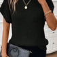 Turtleneck Textured Short Sleeve Sweater