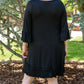 Plus Size Ruffled Trim 3/4 Sleeve Dress