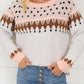 Mixed Geometric Detail Raglan Sleeve Sweater