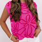 Button Sides Sleeveless Floral Knitted Top
