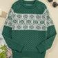 Christmas Snowflake Dotted Print Round Neck Sweater