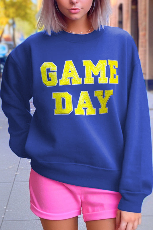 Game Day Crew Neck Graphic Pullover Sweatshirt