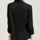 Solid Lapel Collar Satin Blazer
