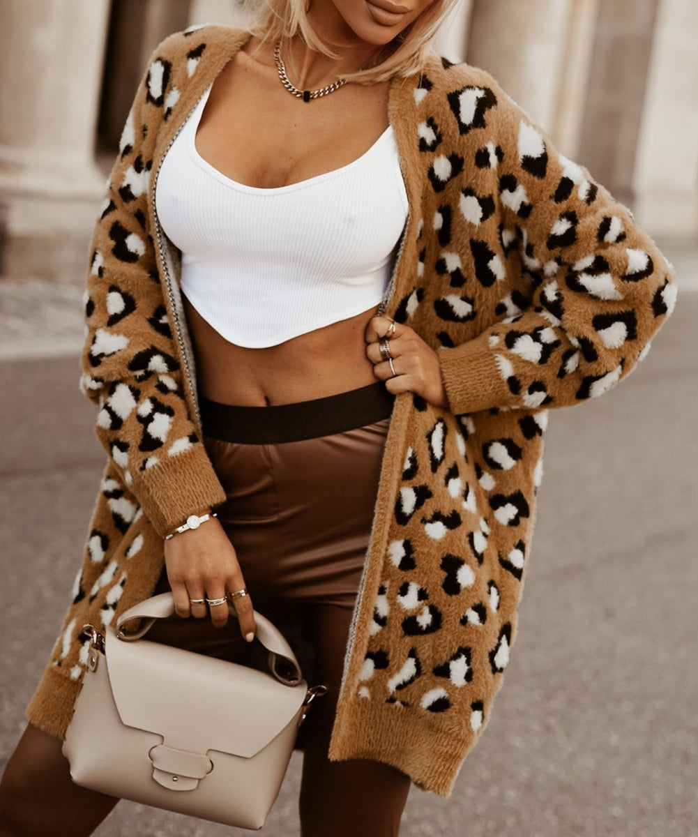 Leopard Print Fur Cardigan