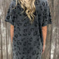 Vintage Washed Leopard T-Shirt Dress with Pockets