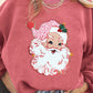 Santa Claus Sparkle Corded Crew Neck Sweatshirt