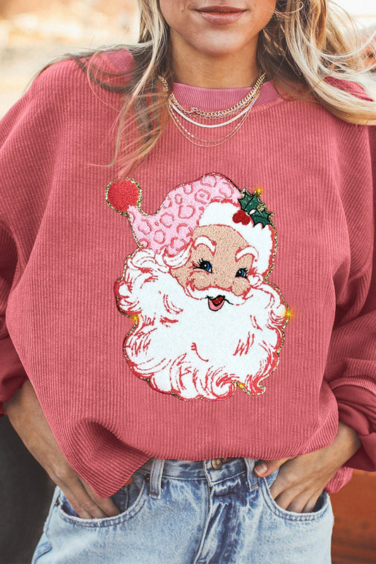 Santa Claus Sparkle Corded Crew Neck Sweatshirt