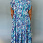 Plus Abstract Print Split Neck Ruffled Sleeve Tiered Long Dress