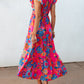 Boho Floral V Neck Ruffle Tiered Long Dress
