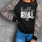 Hello Fall Leopard Patchwork Long Sleeve T Shirt