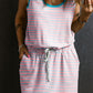 Stripe Contrast Trim Pocketed Casual Tank Dress