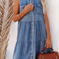 Flap Pockets Button up Sleeveless Denim Dress