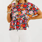 Floral Ruffle Peplum Short Sleeves Blouse