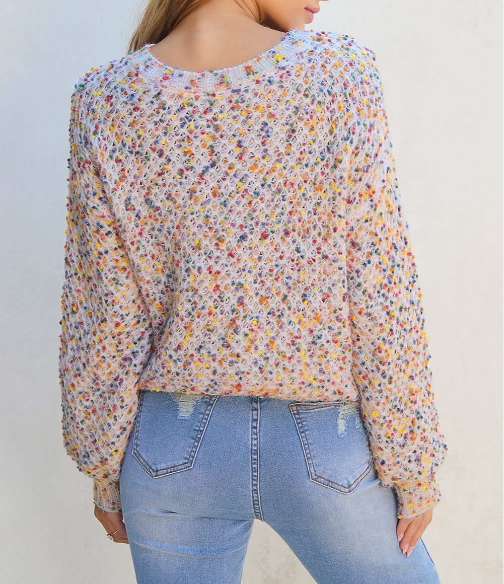 Confetti Knit Popcorn Sweater Top