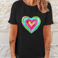 Valentine Heart Shaped Print Crew Neck T Shirt