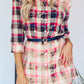 Gradient Plaid Print Shirt Short Dress