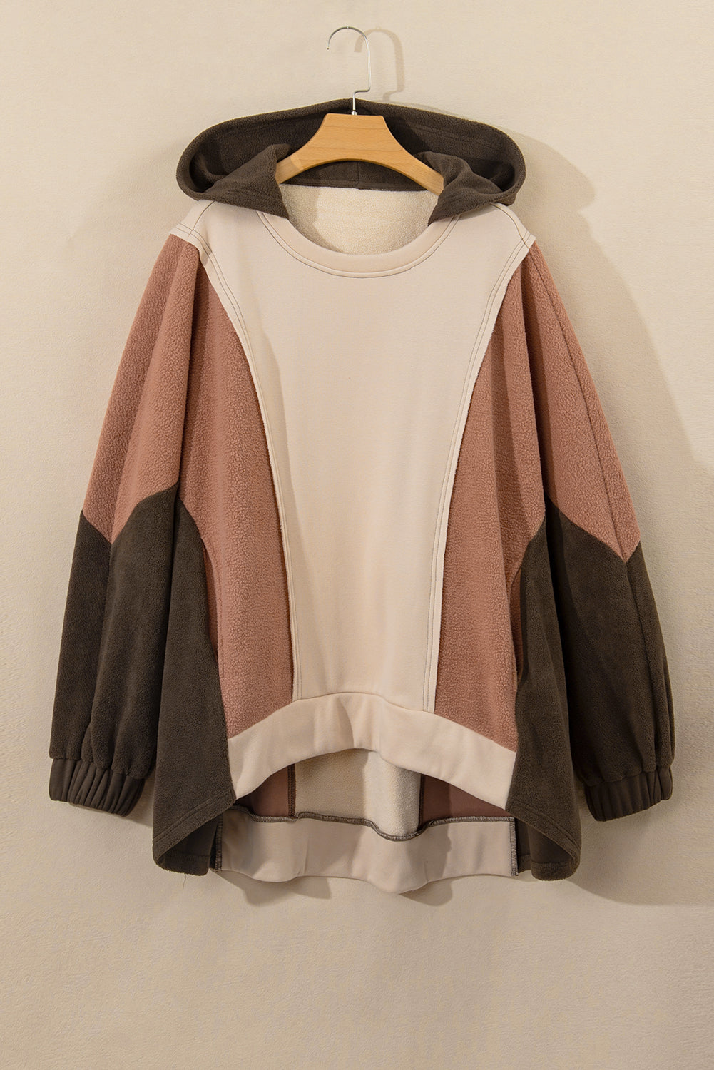 Exposed Seam Colorblock Plus Size Hoodie