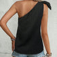 Textured Bowknot One Shoulder Tank Top