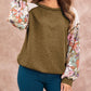 Floral Patchwork Puff Sleeve Textured Blouse
