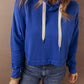 Solid Drop Shoulder Drawstring Cropped Hoodie