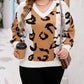Leopard Print Colorblock Drop Shoulder Plus Size Sweater