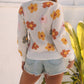 Sweet Flower Knitted Ribbed Hem Sweater