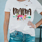 MAMA & Flower Printed Hollowed Short Sleeves T-Shirt