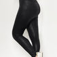 Crossed Dip Waist Sleek Leather Leggings