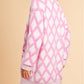 Rhombus Pattern Knit Open Front Pocketed Cardigans